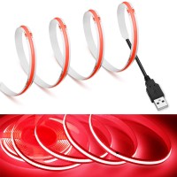 Mdee?Cob Led Strip Lights Red3.28Ft/1M Usb Powered 5V Flexible Led Tape Lights With Usb Connector Cri 90+ 800Lm/M 320Leds/M For Indoor And Outdoor D�Cor(Red,3.28Ft/1M)