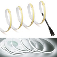 Mdee?Cob Led Strip Lights 6000K Cold White 14.76Ft/4.5M Dc Powered Dc12V Flexible Led Tape Lights With Dc Connector Cri 90+ 800Lm/M 320Leds/M For Indoor And Outdoor D�Cor(6000K Cold White)