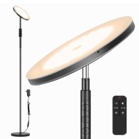 Led Floor Lamp, 3200Lm 36W Super Bright Standing Lamp With 2700K-6500K Stepless Dimming, 300W Equivalent Modern Torchiere Lamp With Remote & Touch Control, 69