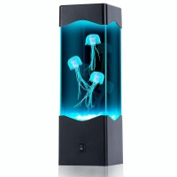 Gifts For Adults Kids, Multi-Color Jellyfish Lava Lamp, Usb Powered Aquarium Night Lights With 3 Jellyfish,Office Room Desktop Decoration, Gifts For Christmas Birthdays Holidays (Black)