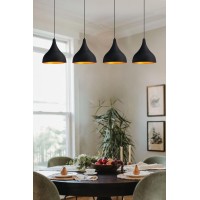 Bamyum Pendant Light Dining Table I Adash I 4 Bulbs Metal Pendant Lamp Diameter 26 Cm Black Ceiling Lamp Living Room Dining Table Round Lampshade Pendant Lamp Black