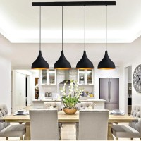 Bamyum Pendant Light Dining Table I Adash I 4 Bulbs Metal Pendant Lamp Diameter 26 Cm Black Ceiling Lamp Living Room Dining Table Round Lampshade Pendant Lamp Black