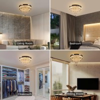 Frixchur 197 Modern Crystal Chandelier Ceiling Light Led Chandeliers Flush Mount Ceiling Light Fixture For Bedrooms Living Di