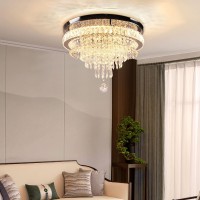 Frixchur 197 Modern Crystal Chandelier Ceiling Light Led Chandeliers Flush Mount Ceiling Light Fixture For Bedrooms Living Di