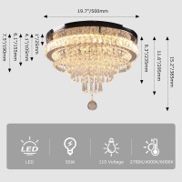 Frixchur 197 Modern Crystal Chandelier Ceiling Light Led Chandeliers Flush Mount Ceiling Light Fixture For Bedrooms Living Di