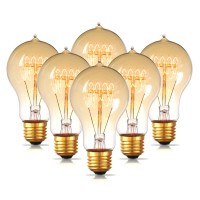 Jslinter 6-Pack St58 Led Edison Bulbs Dimmable,60W Equivalent Vintage Squirrel Cage Filament Bulb,E26 Medium Base, 2700K Soft Warm Glow, Eye-Protection Led Bulb, Antique Clear Glass Decorative Bulbs