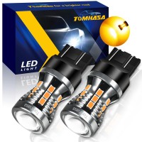 Tomhasa 7440 7443 Led Bulbs Amber Yellow For Turn Signal Light Bulbs, 7441 7444 T20 W21W Led Replacement Bulbs For Front Rear Turn Signal Lights, Side Marker Lights, Brake Blinker Lights, Pack Of 2