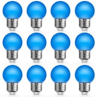 Jandcase G40 Blue Led Light Bulbs,15 Watt Light Bulbs Replacement, Blue String Light Bulbs E26 Base, 1W Low Watt Globe Light Bulb For Indoor Outdoor Patio Decor, Colored Light Bulbs Non-Dim,12 Pack