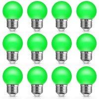 Jandcase G40 Green Led Light Bulbs,15 Watt Light Bulbs Replacement, Green String Light Bulbs E26 Base, 1W Low Watt Globe Light Bulb For Indoor Outdoor Patio Decor, Colored Light Bulbs Non-Dim,12 Pack