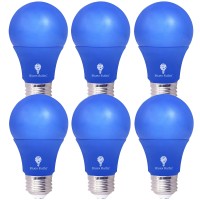 6 Pack Bluex Led A19 Blue Light Bulb 6W 50Watt Equivalent Dimmable E26 Base Blue Led Blue Bulb Party Decoration Porch H