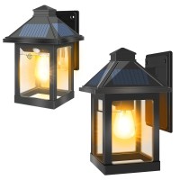 Solar Lights Outdoor Waterproof Wall Lanterns With 3 Lighting Modes, Dusk To Dawn Motion Sensor Led Sconce Front Porch Lights, Cordless Wall Mounted Exterior Solar Lamps Garage Patio Fence Lights