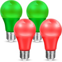 Red Light Bulb Green Light Bulbs 9W (60W Equivalent) E26 Base Non-Dimmable, Led Colored Light Bulbs For Halloween Christmas Party Holiday Lighting 4-Pack (2 Red + 2Green)