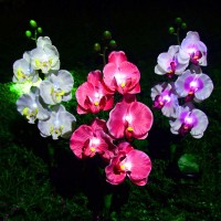 Modudy Solar Flowers Lights,2Pack 29In Waterproof Solar Powered Orchid Lights With 5 Big Flowers,Decorative Lights With Solar Panel For Patio Yard Lawn Pathway Decoration,Solar Landscape Path Light