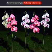 Modudy Solar Flowers Lights,2Pack 29In Waterproof Solar Powered Orchid Lights With 5 Big Flowers,Decorative Lights With Solar Panel For Patio Yard Lawn Pathway Decoration,Solar Landscape Path Light