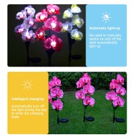 Modudy Solar Flowers Lights,2Pack 29In Waterproof Solar Powered Orchid Lights With 5 Big Flowers,Decorative Lights With Solar Panel For Patio Yard Lawn Pathway Decoration,Solar Landscape Path Light