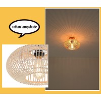 Hxmls Ceiling Light Fixture,Semi Flush Mount Ceiling Light, Rattan Lampshade Wicker Bamboo Farmhouse Light Fixtures With Rattan Shade For Bedroom Hallway Dining Room Bathroom Corridor Passway 1Pack