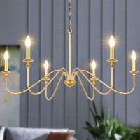 Lampundit 6-Light Gold Chandelier Vintage Candle Chandelier For Dining Room, Bedroom, Living Room, Kitchen