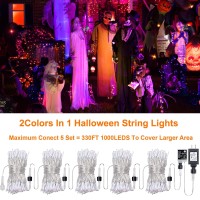 Vtechology Halloween String Lights, 200 Leds 66Ft Orange & Purple Color Changing Halloween Lights With 11 Modes,Halloween Party Decorative Light For Party Indoor Outdoor Decor End To End