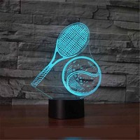 3D Kids Night Light Led Tennis Racket Night Lights Illusion Lamp 16 Colors Changing Touch & Remote Control Table Desk Lamps Led Lights For Bedroom Home Decoration Kid Birthday Day Gift