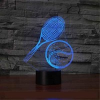 3D Kids Night Light Led Tennis Racket Night Lights Illusion Lamp 16 Colors Changing Touch & Remote Control Table Desk Lamps Led Lights For Bedroom Home Decoration Kid Birthday Day Gift