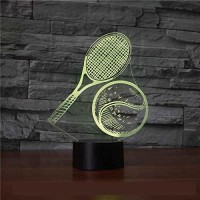 3D Kids Night Light Led Tennis Racket Night Lights Illusion Lamp 16 Colors Changing Touch & Remote Control Table Desk Lamps Led Lights For Bedroom Home Decoration Kid Birthday Day Gift