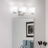 Mirrea 22In 3Light Modern Bathroom Vanity Light With Etched White Glass Shades Brushed Nickel Finished Light Fixture