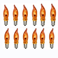 Abeja 12 Pack Flicker Flame Light Bulb C18 Orange Flame Shaped Bulb Flame Flickering Lights For Halloween Party Christmas Deco