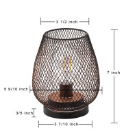 Decorkey Set Of 4 Battery Operated Lamp Led Table Lantern, Metal Cage Cordless Lamps With Led Bulb,Vintage Decorative Outdoor Lantern For Weddings, Parties, Patio, Events For Indoors Shelf Decor