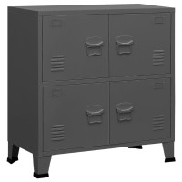 Vidaxl Anthracite Steel Industrial Storage Chest - Versatile Cabinet With Shelf And Name Tag Holder - Floor-Safe Design - Durable And Easy To Clean - Perfect For Office And Home