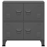 Vidaxl Anthracite Steel Industrial Storage Chest - Versatile Cabinet With Shelf And Name Tag Holder - Floor-Safe Design - Durable And Easy To Clean - Perfect For Office And Home