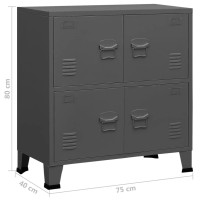 Vidaxl Anthracite Steel Industrial Storage Chest - Versatile Cabinet With Shelf And Name Tag Holder - Floor-Safe Design - Durable And Easy To Clean - Perfect For Office And Home