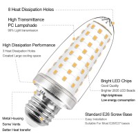 Szhzs E26 10W Led Corn Bulb 100W Equivalent Incandescent, Standard Medium E26 Base Chandelier Light Bulbs 1000Lumens, Non-Dimmable Bulb Warm White For Indoor Home Household Lighting 2-Pack