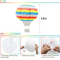 Rainbow Hanging Hot Air Balloon Paper Lanterns Set Party Decoration Christmas Wedding Birthday Party Decor Gift 12 Inch Pack