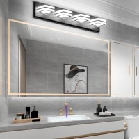 Ralbay Modern Led Bathroom Vanity Lights 4 Lights Led Black Bathoom Wall Lighting Over Mirror Up And Down Acrylic Matte Black Va