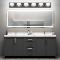 Ralbay Modern Black Bathroom Light Fixtures 6 Lights Up And Down Modern Led Bathroom Vanity Lights Over Mirror Acrylic Rotatable