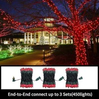 Lamphome Superbright Extendable Red Christmas Lights Decoration 150Lights 319Ft Ul Certified Mini Bulb String Lights Set For O