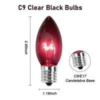 25 Pack C9 Halloween Replacement Bulbs Black Halloween Bulbs Dark Purple Light For Indoor Outdoor Patio Halloween Christmas Par