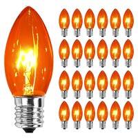 Doratale 25 Pack C9 Orange Replacement Bulbs C9 Incandescent Replacement Bulbs For Outdoor Indoor Patio Halloween Christmas Str