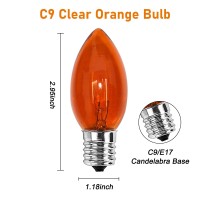 Doratale 25 Pack C9 Orange Replacement Bulbs C9 Incandescent Replacement Bulbs For Outdoor Indoor Patio Halloween Christmas Str