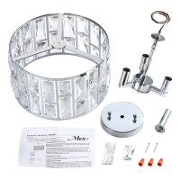 Mexo Farmhouse Crystal Round Semi Flush Mount Modern Close To Ceiling Light Fixture Cylinder Drum Shade Ceiling Lights 3Lt Ceil