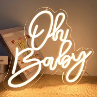 Deco Oh Baby Neon Sign For Baby Shower Birthday Wedding Valentines Day Party Decoration Creative Gift With Dimmer Art Wall Decor Led Light 42X32Cm (Oh Baby)