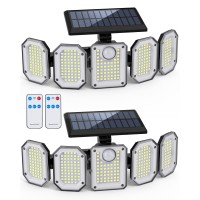 Otdlight Solar Outdoor Lights, 300Led 2700Lm 5 Heads Solar Powered Motion Sensor Led Security Light With Remote Control, Ip65 Waterproof Floodlight, 360?Beam Angle Wall Lights For Garden Driveway