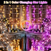 Echosari Star String Lights Battery Operated, 50 Led Pink Star Lights 16.4 Ft Color Changing With Remote For Kids Bedroom Wedding Party Dec