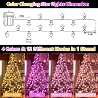 Echosari Star String Lights Battery Operated, 50 Led Pink Star Lights 16.4 Ft Color Changing With Remote For Kids Bedroom Wedding Party Dec