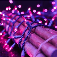 Lamphome Superbright Extendable Purple Halloween Decoration 100 Lights 196Ft Ul Certified Mini Bulb String Lights Set For Outd