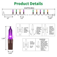 Lamphome Superbright Extendable Orange Purple And Green Halloween Lights Decoration 100Lights 196Ft Ul Certified Mini Bulb Str