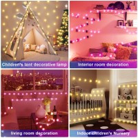 Valentines Decorations Globe String Lights Battery Operated, Color Changing 50 Led Hanging Lights 16.4 Ft Camping String Lights W/ Remote Timer For Bedroom Indoor Holiday Decor (Pink & Warm White)