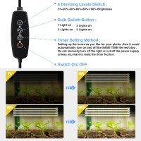 Mosthink Grow Light Strips 4 Packs, 40W Full Spectrum Grow Lights For Indoor Plants, Sunlight Growing Lamp With Auto Timer 3/6/12 H,3 Extension Cables (Separate Plant Light Bar)