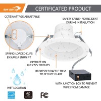 6 Inch Recessed Led Commercial Downlight With Jbox Wattage Adjustable 121620W 3 Color Selectable 3000K5000K 120277V 010V