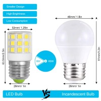 Mini Led E26 Bulb 6W Replacement 40W-60W Refrigerator Lamp Daylight White 5000K 800Lm Ac100-265V Compact Corn T10 Fridge Light Medium Screw Base Non-Dimmable Freezer Appliance Waterproof (Pack Of 1)